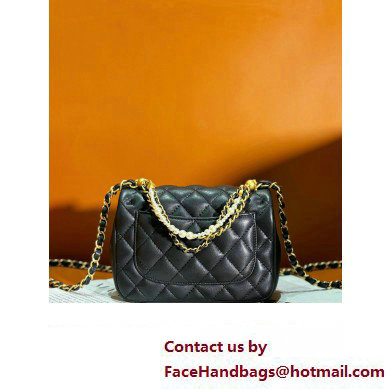 chanel Shiny Lambskin, Imitation Pearls  &  Gold-Tone Metal Mini Flap Bag Black AS4385 2024